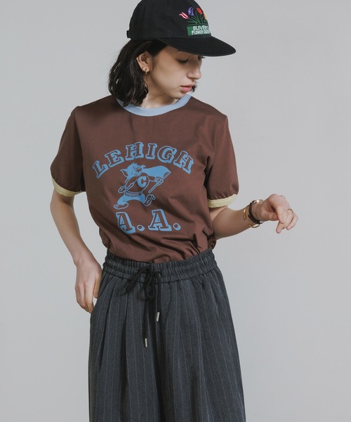 Chick（チック）の「College-Style Bicolor Ringer T-Shirt / カレッジ風バイカラーリンガーTシャツ 秋 秋服 2026年秋冬（Tシャツ/カットソー・レディース・ブラウン/クリーム・FREE）」の14枚目の写真