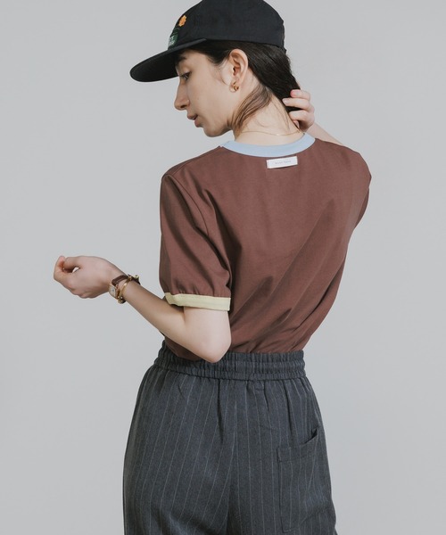 Chick（チック）の「College-Style Bicolor Ringer T-Shirt / カレッジ風バイカラーリンガーTシャツ 秋 秋服 2026年秋冬（Tシャツ/カットソー・レディース・ブラウン/クリーム・FREE）」の16枚目の写真