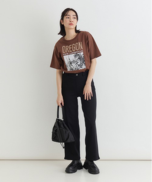Right-on(ライトオン)の「【HONEYSUCKLE ROSE】アソートグラフィックTシャツ (半袖カットソー / プリントロゴ / クルーネック / ラウンドヘム / ゆったり / 体型カバー)(Tシャツ/カットソー・レディース・オフホワイト/ブルー/ブラウン/ホワイト/ライトグレー/イエロー/ダークグレー/キナリ・S/M/L)」の13枚目の写真