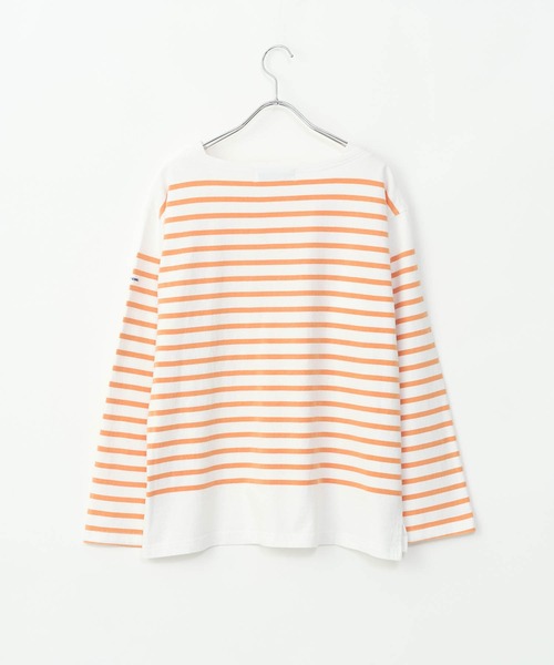 MONT KEMMEL(モンケメル)の「【 MONTKEMMEL / モンケメル 】バスクボーダー ウォッシュ加工 ロングスリーブTシャツ(Tシャツ/カットソー・レディース・オレンジ/ホワイト/ブラック/ブルー・38/36)」の7枚目の写真