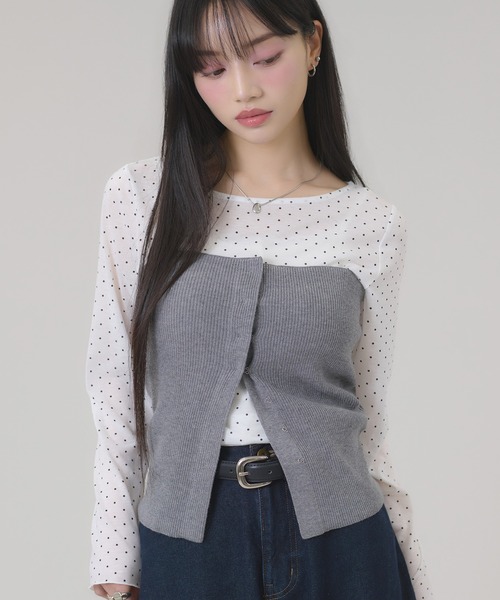 apres jour mignon(アプレジュールミニョン)の「リブニットビスチェ(その他トップス・レディース・ブラック/チャコールグレー/オフホワイト・LARGE/フリー)」の3枚目の写真