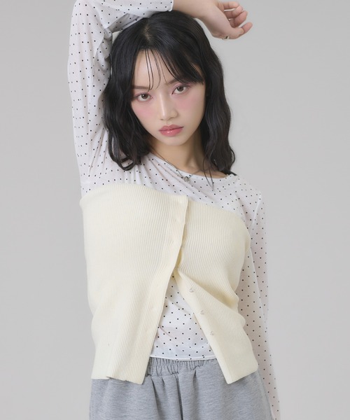 apres jour mignon(アプレジュールミニョン)の「リブニットビスチェ(その他トップス・レディース・ブラック/チャコールグレー/オフホワイト・LARGE/フリー)」の8枚目の写真