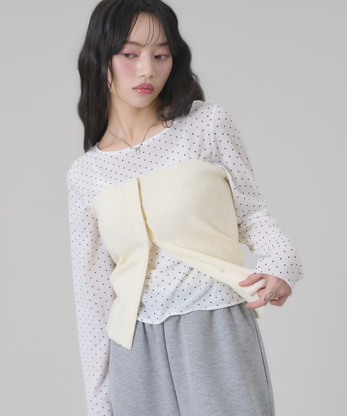 apres jour mignon(アプレジュールミニョン)の「リブニットビスチェ(その他トップス・レディース・ブラック/チャコールグレー/オフホワイト・LARGE/フリー)」の9枚目の写真