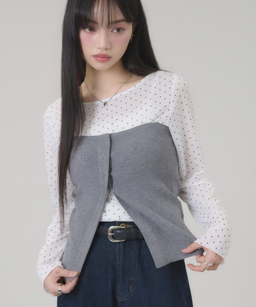 apres jour mignon(アプレジュールミニョン)の「リブニットビスチェ(その他トップス・レディース・ブラック/チャコールグレー/オフホワイト・LARGE/フリー)」の19枚目の写真