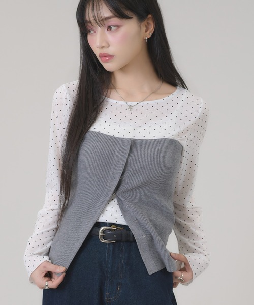 apres jour mignon(アプレジュールミニョン)の「リブニットビスチェ(その他トップス・レディース・ブラック/チャコールグレー/オフホワイト・LARGE/フリー)」の20枚目の写真