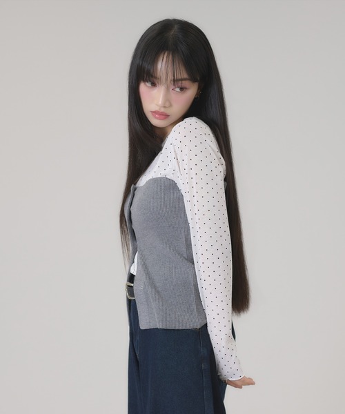 apres jour mignon(アプレジュールミニョン)の「リブニットビスチェ(その他トップス・レディース・ブラック/チャコールグレー/オフホワイト・LARGE/フリー)」の21枚目の写真