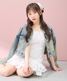 綿レースフリルミニキャミワンピース