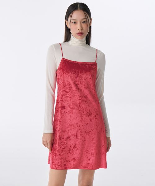 MUSINSA STANDARD WOMAN（ムシンサスタンダードウーマン）の「ウィメンズ ベルベット ビスチェ ミニドレス [レッド]（ワンピース・レディース・その他・X-SMALL/SMALL/MEDIUM/LARGE）」の4枚目の写真