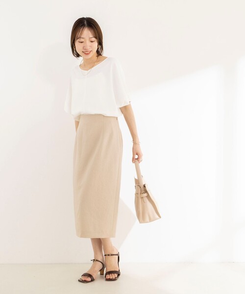 NOLLEY’S(ノーリーズ)の「《セットアップ対応》ウォッシャブルストレッチツイルタイトスカート(スカート・レディース・ネイビー/ベージュ・40/38/36)」の12枚目の写真