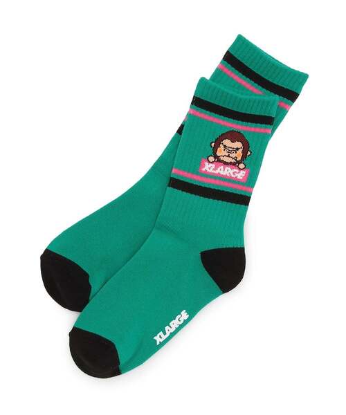 XLARGE KIDS(エクストララージキッズ)の「ファニーゴリラ リブクルーソックス(ソックス/靴下・キッズ・ブルー/グリーン/ホワイト・13-15cm/19-21cm/17-19cm/15-17cm)」の3枚目の写真