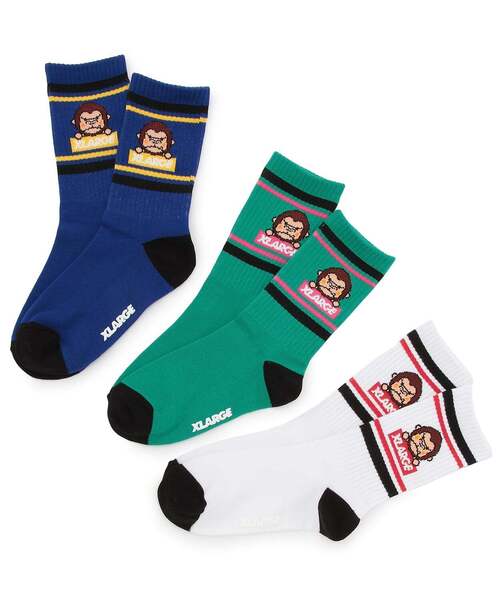 XLARGE KIDS(エクストララージキッズ)の「ファニーゴリラ リブクルーソックス(ソックス/靴下・キッズ・ブルー/グリーン/ホワイト・13-15cm/19-21cm/17-19cm/15-17cm)」の7枚目の写真