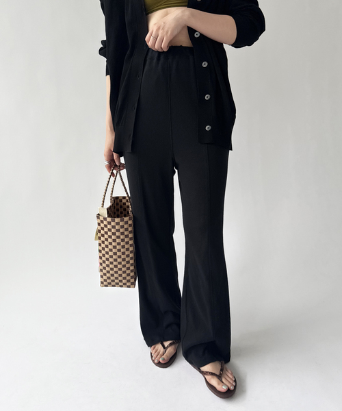 PAN(パン)の「【PAN/パン】EYELET MESH FLARE PANTS(スラックス・レディース・ブラック/ホワイト・SMALL)」の2枚目の写真