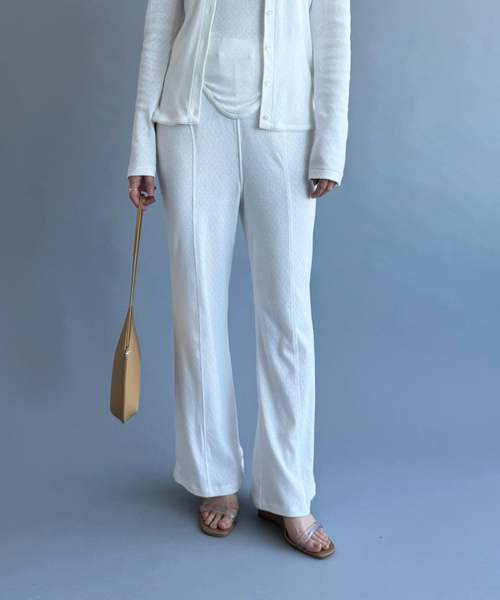PAN(パン)の「【PAN/パン】EYELET MESH FLARE PANTS(スラックス・レディース・ブラック/ホワイト・SMALL)」の9枚目の写真
