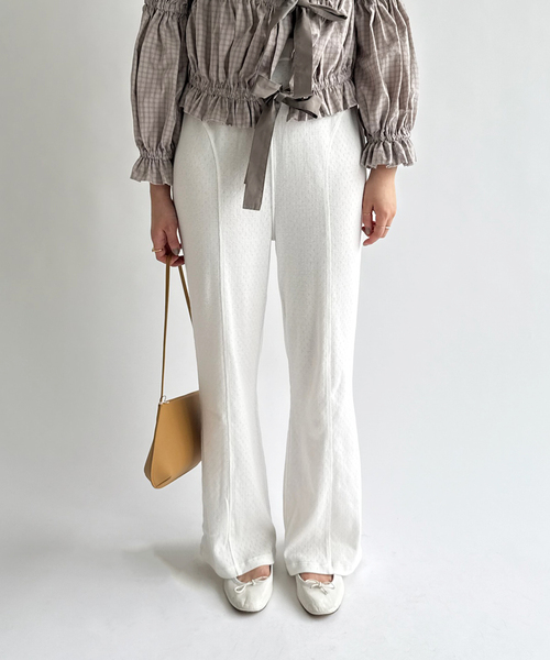 PAN(パン)の「【PAN/パン】EYELET MESH FLARE PANTS(スラックス・レディース・ブラック/ホワイト・SMALL)」の17枚目の写真