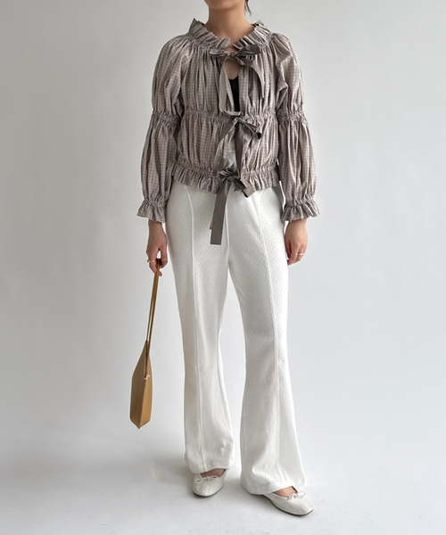 PAN(パン)の「【PAN/パン】EYELET MESH FLARE PANTS(スラックス・レディース・ブラック/ホワイト・SMALL)」の18枚目の写真