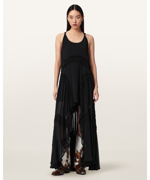 ALLSAINTS(オールセインツ)の「DORINA SLEEVELESS RUCHED MAXI DRESS | DORINA ノースリーブ ラッシェル マキシ ドレス・ワンピース(ワンピース・レディース・ブラック・4/6/8/10)」の1枚目の写真