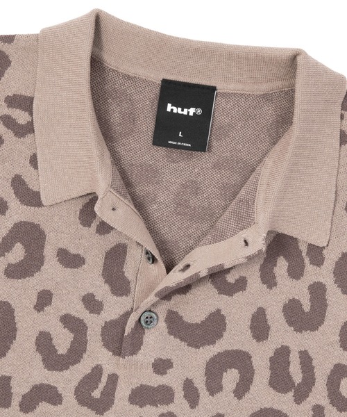 HUF ヘビ柄 ジップアップポロシャツ グレー系 HUF CO-OP CHUNKY CHEETAH KNIT POLO（ポロシャツ）｜HUF（ハフ）の