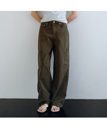 Washed cargo wide pants