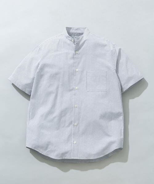 URBAN RESEARCH ROSSO MEN（アーバンリサーチロッソメン）の「『WEB限定』『イージーケア / XLサイズあり』ハイパフォーマンスリネンバンド半袖シャツ（シャツ/ブラウス・メンズ・チェック/ストライプ/ベージュ/ネイビー/ライトブルー/ホワイト・X-LARGE/LARGE/MEDIUM/SMALL）」の5枚目の写真