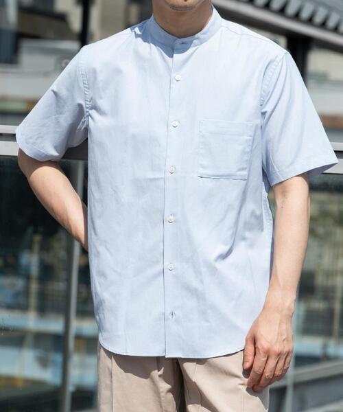 URBAN RESEARCH ROSSO MEN（アーバンリサーチロッソメン）の「『WEB限定』『イージーケア / XLサイズあり』ハイパフォーマンスリネンバンド半袖シャツ（シャツ/ブラウス・メンズ・チェック/ストライプ/ベージュ/ネイビー/ライトブルー/ホワイト・X-LARGE/LARGE/MEDIUM/SMALL）」の3枚目の写真