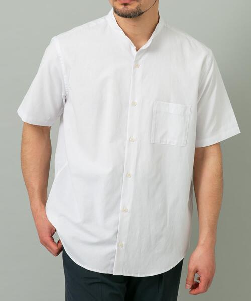 URBAN RESEARCH ROSSO MEN（アーバンリサーチロッソメン）の「『WEB限定』『イージーケア / XLサイズあり』ハイパフォーマンスリネンバンド半袖シャツ（シャツ/ブラウス・メンズ・チェック/ストライプ/ベージュ/ネイビー/ライトブルー/ホワイト・X-LARGE/LARGE/MEDIUM/SMALL）」の7枚目の写真
