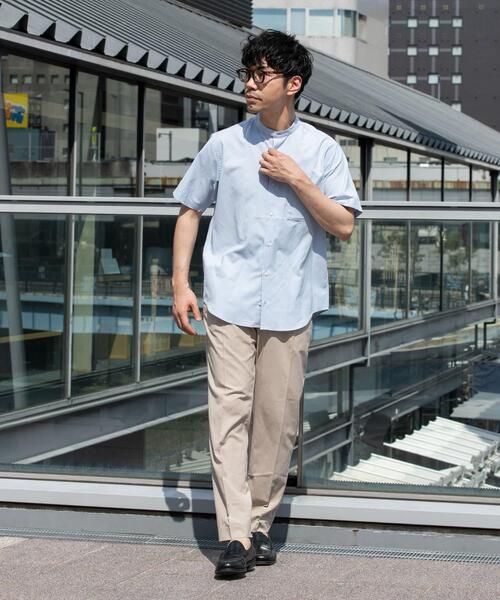URBAN RESEARCH ROSSO MEN（アーバンリサーチロッソメン）の「『WEB限定』『イージーケア / XLサイズあり』ハイパフォーマンスリネンバンド半袖シャツ（シャツ/ブラウス・メンズ・チェック/ストライプ/ベージュ/ネイビー/ライトブルー/ホワイト・X-LARGE/LARGE/MEDIUM/SMALL）」の21枚目の写真