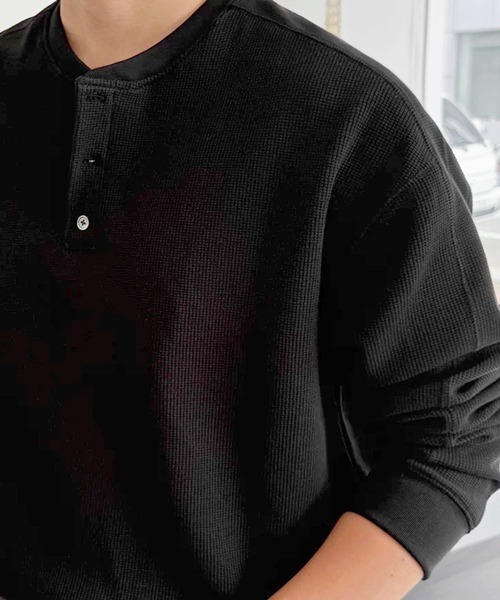 NOWLE(ノウル)の「【NOWLE】3ボタン ヘンリーネック リブ ロンT / ワッフル サーマル(Tシャツ/カットソー・メンズ・グレー/ブラック・MEDIUM/X-LARGE/LARGE)」の20枚目の写真