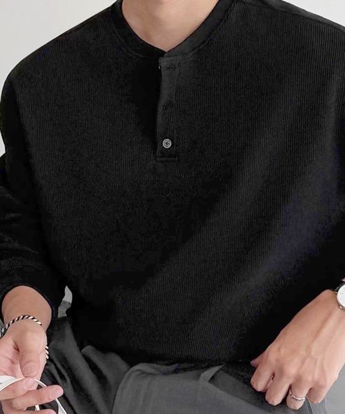 NOWLE(ノウル)の「【NOWLE】3ボタン ヘンリーネック リブ ロンT / ワッフル サーマル(Tシャツ/カットソー・メンズ・グレー/ブラック・MEDIUM/X-LARGE/LARGE)」の19枚目の写真