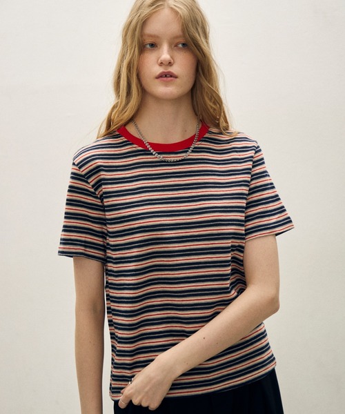 uchi.(ウチ)の「マルチボーダー 配色リブクルーネックTシャツ(Tシャツ/カットソー・レディース・レッド系/サックスブルー系/イエロー系・FREE)」の18枚目の写真