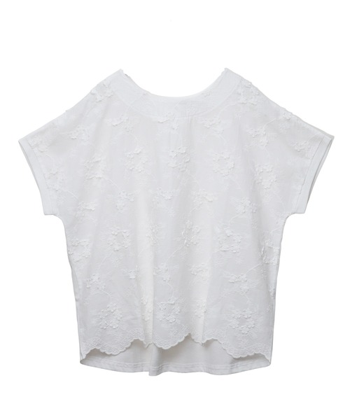 libelle more(リベル モア)の「刺繍レース切替プルオーバー 半袖 スカラップ裾(Tシャツ/カットソー・レディース・パープル/オフホワイト/ブラック/グリーン・L/M)」の13枚目の写真