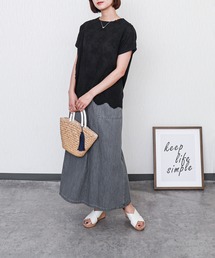 libelle more（リベル モア）の「刺繍レース切替プルオーバー 半袖 スカラップ裾（Tシャツ/カットソー）」