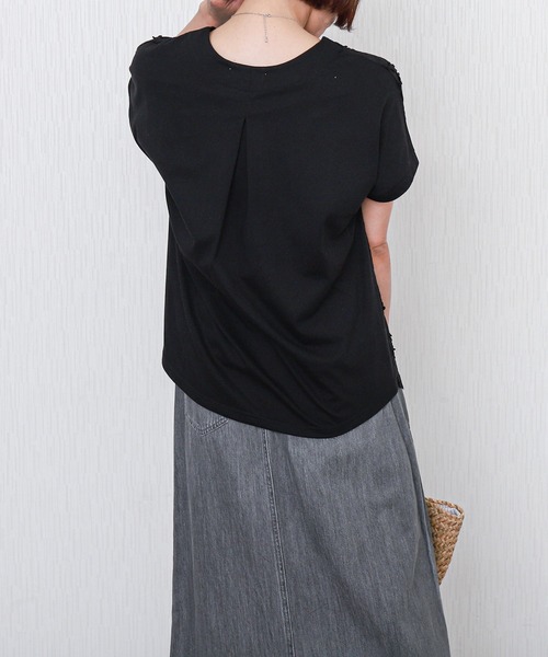 libelle more(リベル モア)の「刺繍レース切替プルオーバー 半袖 スカラップ裾(Tシャツ/カットソー・レディース・パープル/オフホワイト/ブラック/グリーン・L/M)」の19枚目の写真
