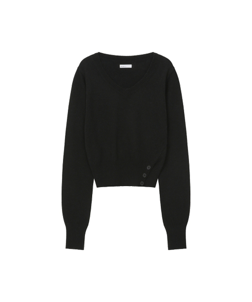 Miseki SEOUL(ミセキソウル)の「Vneck slit button knit BLACK(ニット/セーター・レディース・その他・OS)」の1枚目の写真