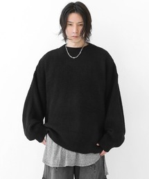 ルーズフィット ざっくりふわワイドニットトップス