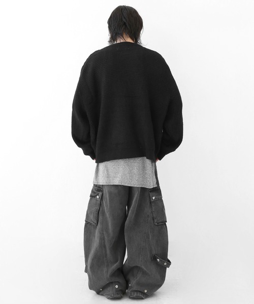 minsobi（ミンソビ）の「ルーズフィット ざっくりふわワイドニットトップス（ニット/セーター・メンズ・ブラック/グレー・FREE）」の17枚目の写真