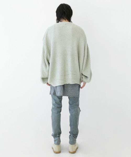 minsobi（ミンソビ）の「ルーズフィット ざっくりふわワイドニットトップス（ニット/セーター・メンズ・ブラック/グレー・FREE）」の13枚目の写真