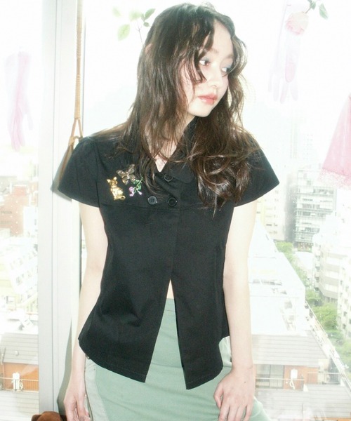 musubore(ムスボレ)の「【 select 】double button puff sleeve blouse / ダブルボタンブラウス(シャツ/ブラウス・レディース・ブラック/ホワイト・FREE)」の1枚目の写真