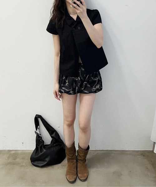 musubore(ムスボレ)の「【 select 】double button puff sleeve blouse / ダブルボタンブラウス(シャツ/ブラウス・レディース・ブラック/ホワイト・FREE)」の18枚目の写真