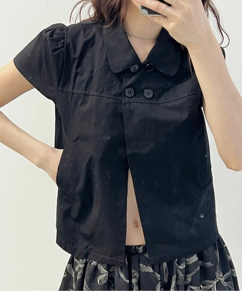 musubore(ムスボレ)の「【 select 】double button puff sleeve blouse / ダブルボタンブラウス(シャツ/ブラウス・レディース・ブラック/ホワイト・FREE)」の5枚目の写真