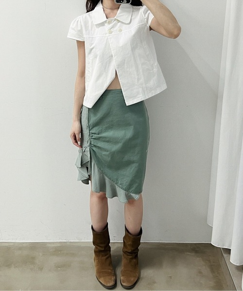musubore(ムスボレ)の「【 select 】double button puff sleeve blouse / ダブルボタンブラウス(シャツ/ブラウス・レディース・ブラック/ホワイト・FREE)」の4枚目の写真