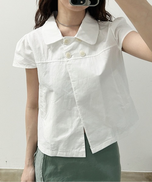musubore(ムスボレ)の「【 select 】double button puff sleeve blouse / ダブルボタンブラウス(シャツ/ブラウス・レディース・ブラック/ホワイト・FREE)」の3枚目の写真