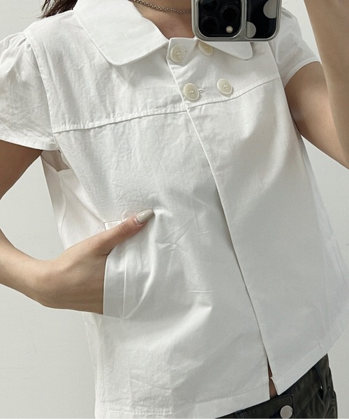 musubore(ムスボレ)の「【 select 】double button puff sleeve blouse / ダブルボタンブラウス(シャツ/ブラウス・レディース・ブラック/ホワイト・FREE)」の11枚目の写真