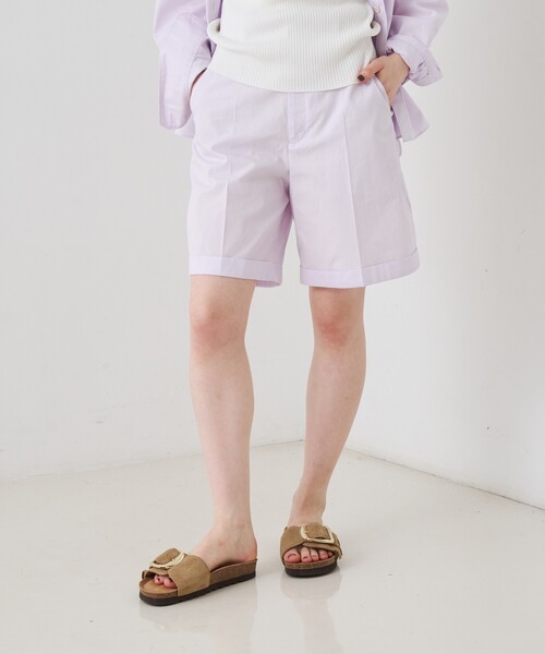 Rouge vif(ルージュヴィフ)の「【セットアップ対応】コットンショートパンツ/ハーフパンツ(その他パンツ・レディース・ブラウン/ラベンダー・38/36)」の6枚目の写真