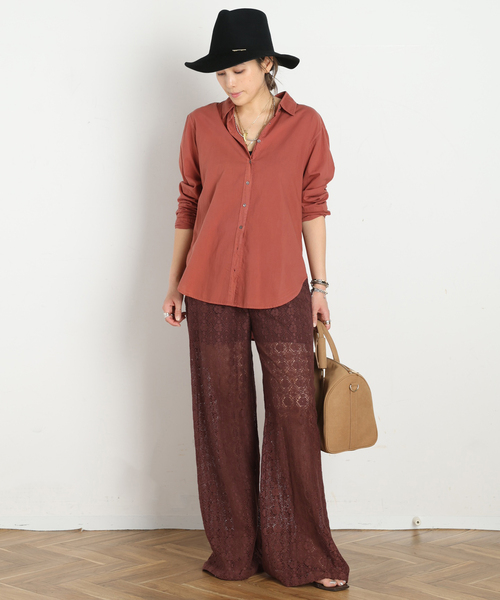 AP STUDIO(エーピーストゥディオ)の「*【XIRENA/キセレナ】COTTON POPLIN SHIRT(シャツ/ブラウス・レディース・ボルドー/ホワイト/ベージュ・FREE)」の6枚目の写真