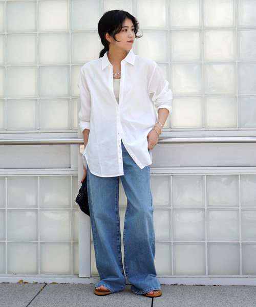 AP STUDIO(エーピーストゥディオ)の「*【XIRENA/キセレナ】COTTON POPLIN SHIRT(シャツ/ブラウス・レディース・ボルドー/ホワイト/ベージュ・FREE)」の9枚目の写真