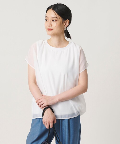 A DAY IN THE LIFE UNITED ARROWS(アデイインザライフユナイテッドアローズ)の「オーガンジー レイヤードカットソー <A DAY IN THE LIFE>(Tシャツ/カットソー・レディース・ライム/ネイビー/ホワイト/ダークグレー・FREE)」の2枚目の写真