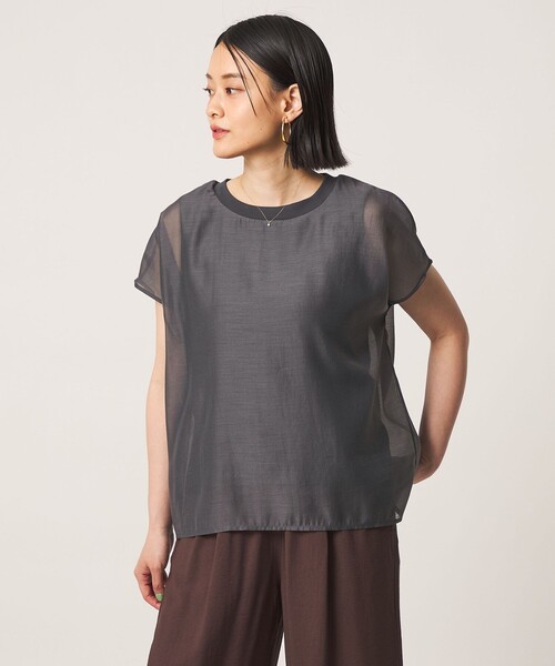A DAY IN THE LIFE UNITED ARROWS(アデイインザライフユナイテッドアローズ)の「オーガンジー レイヤードカットソー <A DAY IN THE LIFE>(Tシャツ/カットソー・レディース・ライム/ネイビー/ホワイト/ダークグレー・FREE)」の3枚目の写真