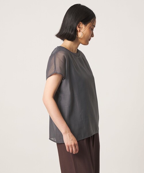 A DAY IN THE LIFE UNITED ARROWS(アデイインザライフユナイテッドアローズ)の「オーガンジー レイヤードカットソー <A DAY IN THE LIFE>(Tシャツ/カットソー・レディース・ライム/ネイビー/ホワイト/ダークグレー・FREE)」の5枚目の写真