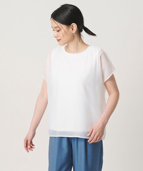 A DAY IN THE LIFE UNITED ARROWS(アデイインザライフユナイテッドアローズ)の「オーガンジー レイヤードカットソー <A DAY IN THE LIFE>(Tシャツ/カットソー・レディース・ライム/ネイビー/ホワイト/ダークグレー・FREE)」の7枚目の写真