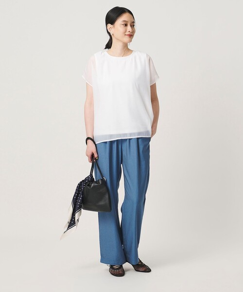 A DAY IN THE LIFE UNITED ARROWS(アデイインザライフユナイテッドアローズ)の「オーガンジー レイヤードカットソー <A DAY IN THE LIFE>(Tシャツ/カットソー・レディース・ライム/ネイビー/ホワイト/ダークグレー・FREE)」の8枚目の写真